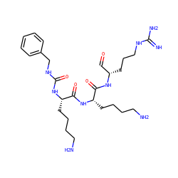 N=C(N)NCCC[C@@H](C=O)NC(=O)[C@H](CCCCN)NC(=O)[C@H](CCCCN)NC(=O)NCc1ccccc1 ZINC000049881714