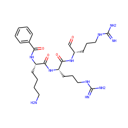 N=C(N)NCCC[C@@H](C=O)NC(=O)[C@H](CCCNC(=N)N)NC(=O)[C@H](CCCCN)NC(=O)c1ccccc1 ZINC000028565488
