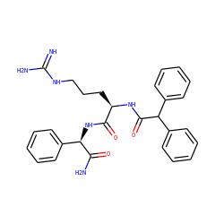 N=C(N)NCCC[C@@H](NC(=O)C(c1ccccc1)c1ccccc1)C(=O)N[C@@H](C(N)=O)c1ccccc1 ZINC000029392100