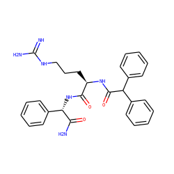 N=C(N)NCCC[C@@H](NC(=O)C(c1ccccc1)c1ccccc1)C(=O)N[C@H](C(N)=O)c1ccccc1 ZINC000029340654