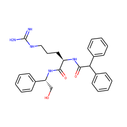 N=C(N)NCCC[C@@H](NC(=O)C(c1ccccc1)c1ccccc1)C(=O)N[C@H](CO)c1ccccc1 ZINC000029391667