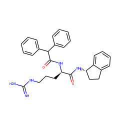 N=C(N)NCCC[C@@H](NC(=O)C(c1ccccc1)c1ccccc1)C(=O)N[C@H]1CCc2ccccc21 ZINC000029346380
