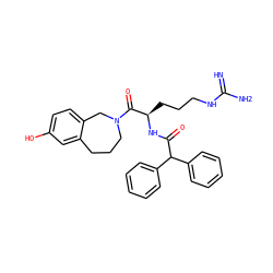 N=C(N)NCCC[C@@H](NC(=O)C(c1ccccc1)c1ccccc1)C(=O)N1CCCc2cc(O)ccc2C1 ZINC000029392075