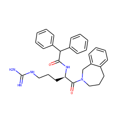 N=C(N)NCCC[C@@H](NC(=O)C(c1ccccc1)c1ccccc1)C(=O)N1CCCc2ccccc2C1 ZINC000029392069