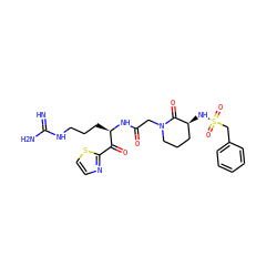 N=C(N)NCCC[C@@H](NC(=O)CN1CCC[C@H](NS(=O)(=O)Cc2ccccc2)C1=O)C(=O)c1nccs1 ZINC000027852215
