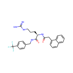 N=C(N)NCCC[C@@H](NC(=O)Cc1cccc2ccccc12)C(=O)NCc1ccc(C(F)(F)F)cc1 ZINC000038149862