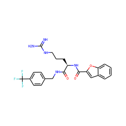 N=C(N)NCCC[C@@H](NC(=O)c1cc2ccccc2o1)C(=O)NCc1ccc(C(F)(F)F)cc1 ZINC000038149852