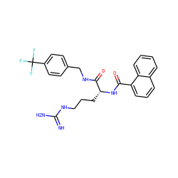 N=C(N)NCCC[C@@H](NC(=O)c1cccc2ccccc12)C(=O)NCc1ccc(C(F)(F)F)cc1 ZINC000038149866