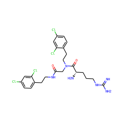 N=C(N)NCCC[C@H](N)C(=O)N(CCc1ccc(Cl)cc1Cl)CC(=O)NCCc1ccc(Cl)cc1Cl ZINC000028824977