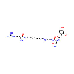 N=C(N)NCCC[C@H](N)C(=O)NCCCCCCCCCNCCCNC(=O)[C@H](CC(N)=O)NC(=O)Cc1ccc(O)cc1O ZINC000095594612
