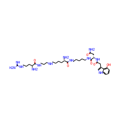 N=C(N)NCCC[C@H](N)C(=O)NCCCNCCCC[C@H](N)C(=O)NCCCCCNC(=O)[C@H](CC(N)=O)NC(=O)Cc1c[nH]c2cccc(O)c12 ZINC000169352992