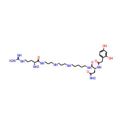 N=C(N)NCCC[C@H](N)C(=O)NCCCNCCCNCCCCCNC(=O)[C@H](CC(N)=O)NC(=O)Cc1ccc(O)cc1O ZINC000003934756