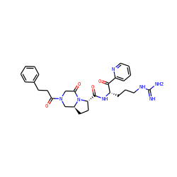 N=C(N)NCCC[C@H](NC(=O)[C@@H]1CC[C@H]2CN(C(=O)CCc3ccccc3)CC(=O)N21)C(=O)c1ccccn1 ZINC000027986795