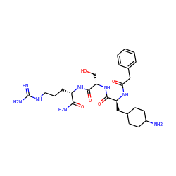 N=C(N)NCCC[C@H](NC(=O)[C@H](CO)NC(=O)[C@H](CC1CCC(N)CC1)NC(=O)Cc1ccccc1)C(N)=O ZINC000095556313