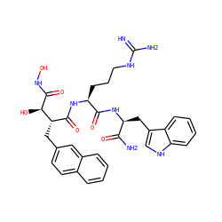 N=C(N)NCCC[C@H](NC(=O)[C@H](Cc1ccc2ccccc2c1)[C@@H](O)C(=O)NO)C(=O)N[C@@H](Cc1c[nH]c2ccccc12)C(N)=O ZINC000095583477