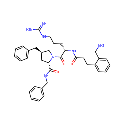 N=C(N)NCCC[C@H](NC(=O)CCc1ccccc1CN)C(=O)N1C[C@H](Cc2ccccc2)C[C@H]1C(=O)NCc1ccccc1 ZINC000028520606