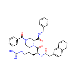 N=C(N)NCCC[C@H](NC(=O)Cc1ccc2ccccc2c1)C(=O)N1CCN(C(=O)c2ccccc2)C[C@H]1C(=O)NCc1ccccc1 ZINC000028520415