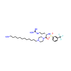 N=C(N)NCCC[C@H](NS(=O)(=O)c1cccc(C(F)(F)F)c1)C(=O)N1CCN(CCCCCCCCCCCCN)CC1 ZINC000028643793