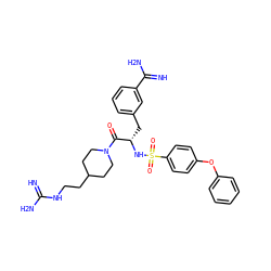 N=C(N)NCCC1CCN(C(=O)[C@H](Cc2cccc(C(=N)N)c2)NS(=O)(=O)c2ccc(Oc3ccccc3)cc2)CC1 ZINC000034689234