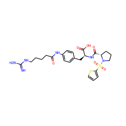 N=C(N)NCCCCC(=O)Nc1ccc(C[C@H](NC(=O)[C@@H]2CCCN2S(=O)(=O)c2cccs2)C(=O)O)cc1 ZINC001772656864