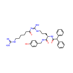 N=C(N)NCCCCCC(=O)/N=C(/N)NCCC[C@@H](NC(=O)C(c1ccccc1)c1ccccc1)C(=O)NCc1ccc(O)cc1 ZINC000058583561