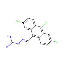 N=C(N)NN=Cc1c2ccc(Cl)cc2c(Cl)c2ccc(Cl)cc12 ZINC000299807366