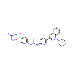 N=C(N)NS(=O)(=O)c1ccc(NC(=O)Nc2ccc(-c3nc(N4CCOCC4)c4cccnc4n3)cc2)cc1 ZINC001772615880