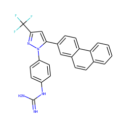 N=C(N)Nc1ccc(-n2nc(C(F)(F)F)cc2-c2ccc3c(ccc4ccccc43)c2)cc1 ZINC000003960084