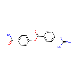 N=C(N)Nc1ccc(C(=O)Oc2ccc(C(N)=O)cc2)cc1 ZINC000039341804