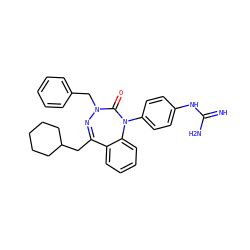 N=C(N)Nc1ccc(N2C(=O)N(Cc3ccccc3)N=C(CC3CCCCC3)c3ccccc32)cc1 ZINC000028711863