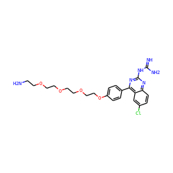 N=C(N)Nc1nc(-c2ccc(OCCOCCOCCOCCN)cc2)c2cc(Cl)ccc2n1 ZINC001772583100