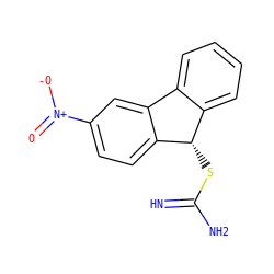 N=C(N)S[C@H]1c2ccccc2-c2cc([N+](=O)[O-])ccc21 ZINC000013099139