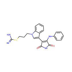 N=C(N)SCCCn1cc(C2=C(Nc3ccccc3)C(=O)NC2=O)c2ccccc21 ZINC000028362842
