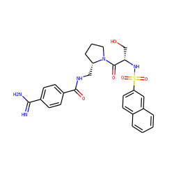 N=C(N)c1ccc(C(=O)NC[C@@H]2CCCN2C(=O)[C@H](CO)NS(=O)(=O)c2ccc3ccccc3c2)cc1 ZINC000003807302