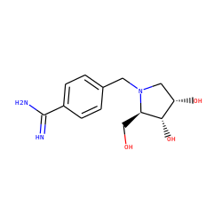 N=C(N)c1ccc(CN2C[C@H](O)[C@H](O)[C@H]2CO)cc1 ZINC000040954279