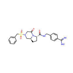 N=C(N)c1ccc(CNC(=O)[C@@H]2CC[C@H]3CN(S(=O)(=O)Cc4ccccc4)CC(=O)N32)cc1 ZINC000036351388