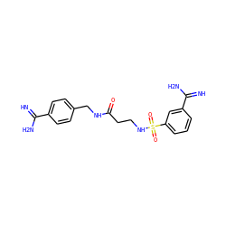 N=C(N)c1ccc(CNC(=O)CCNS(=O)(=O)c2cccc(C(=N)N)c2)cc1 ZINC000095564884