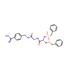 N=C(N)c1ccc(CNC(=O)CNC(=O)[C@@H](COCc2ccccc2)NS(=O)(=O)Cc2ccccc2)cc1 ZINC000138128932
