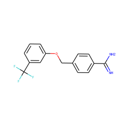 N=C(N)c1ccc(COc2cccc(C(F)(F)F)c2)cc1 ZINC000019841389