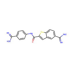 N=C(N)c1ccc(NC(=O)c2cc3cc(C(=N)N)ccc3s2)cc1 ZINC000027877128