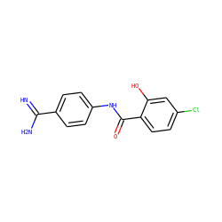 N=C(N)c1ccc(NC(=O)c2ccc(Cl)cc2O)cc1 ZINC000013444405