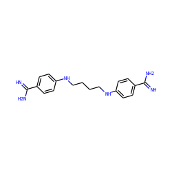 N=C(N)c1ccc(NCCCCNc2ccc(C(=N)N)cc2)cc1 ZINC000005161830