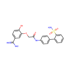 N=C(N)c1ccc(O)c(OCC(=O)Nc2ccc(-c3ccccc3S(N)(=O)=O)cc2)c1 ZINC000026383488