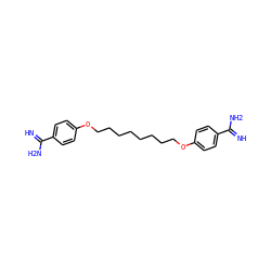 N=C(N)c1ccc(OCCCCCCCCOc2ccc(C(=N)N)cc2)cc1 ZINC000038934391