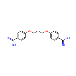 N=C(N)c1ccc(OCCCOc2ccc(C(=N)N)cc2)cc1 ZINC000001665564