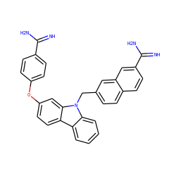 N=C(N)c1ccc(Oc2ccc3c4ccccc4n(Cc4ccc5ccc(C(=N)N)cc5c4)c3c2)cc1 ZINC000028090086