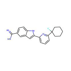 N=C(N)c1ccc2[nH]c(-c3cccc(C4(F)CCCCC4)n3)cc2c1 ZINC000473155142