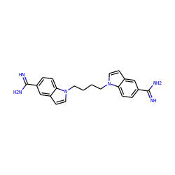 N=C(N)c1ccc2c(ccn2CCCCn2ccc3cc(C(=N)N)ccc32)c1 ZINC000026750058
