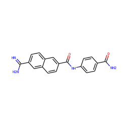 N=C(N)c1ccc2cc(C(=O)Nc3ccc(C(N)=O)cc3)ccc2c1 ZINC000013532775