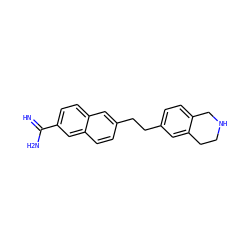 N=C(N)c1ccc2cc(CCc3ccc4c(c3)CCNC4)ccc2c1 ZINC000042923340